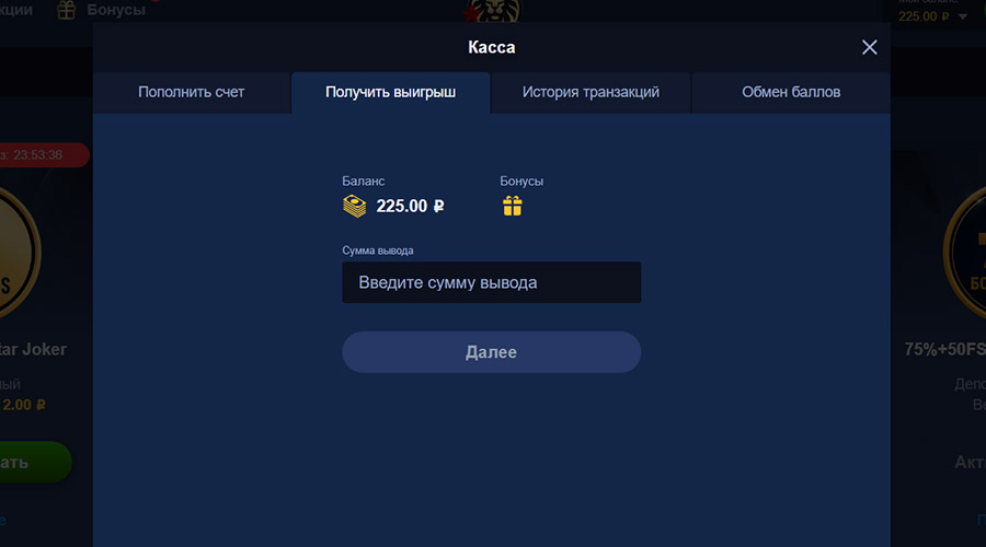 Ввод суммы вывода